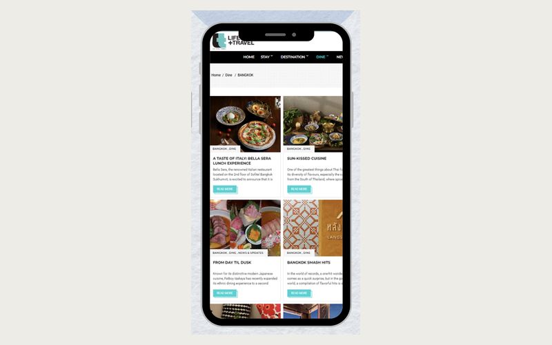 Lifestyle + Travel digital edition on mobile